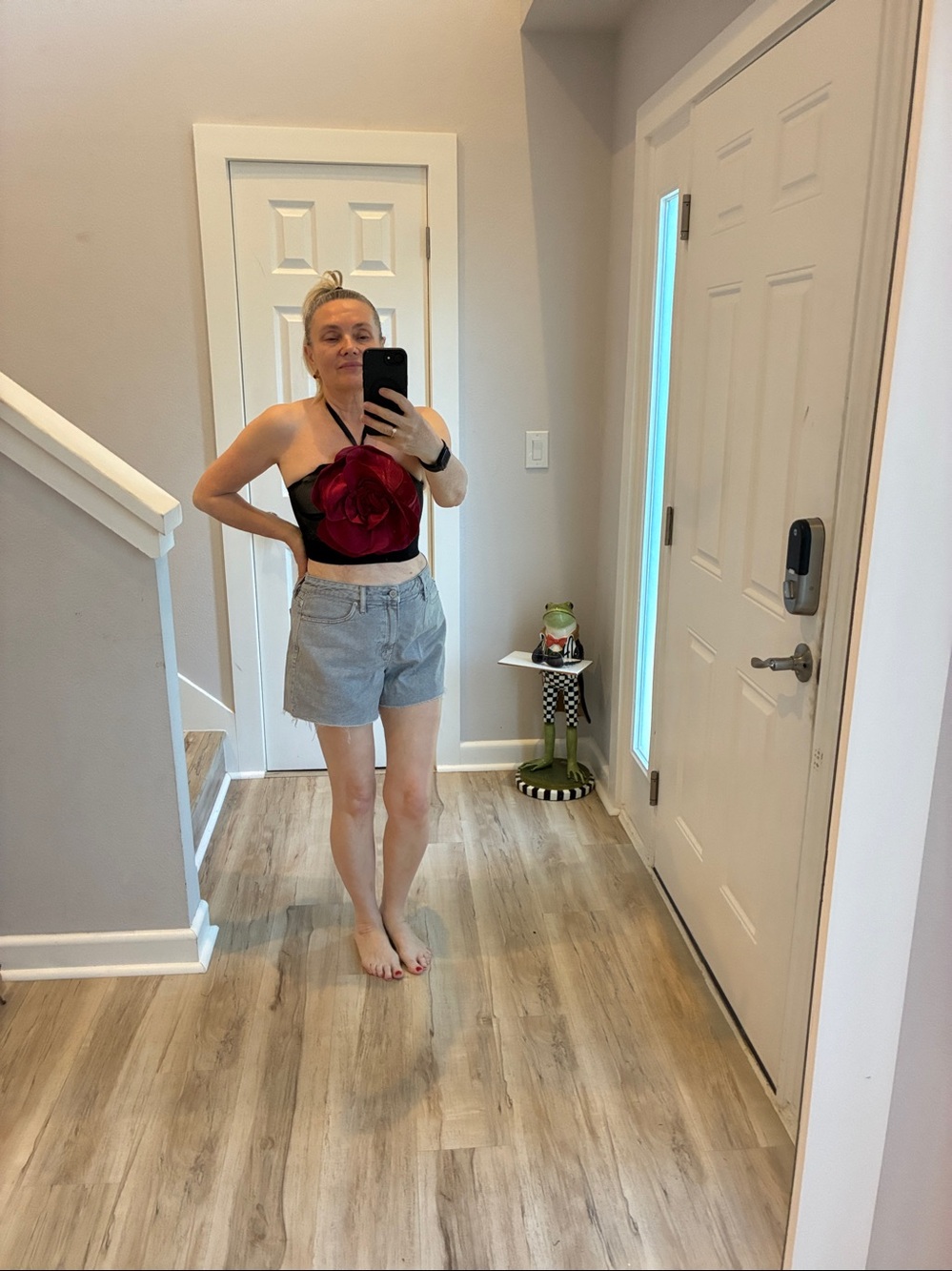 Victoria's Secret Black Halter Crop Top with Red Rose Detail
Vacations /Resort